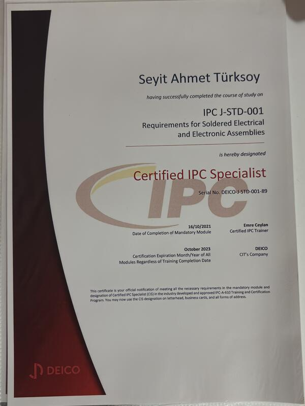 IPC J-STD-001 sertifikası