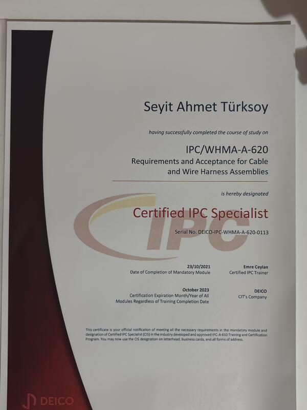 IPC WHMA-A-620 sertifikası