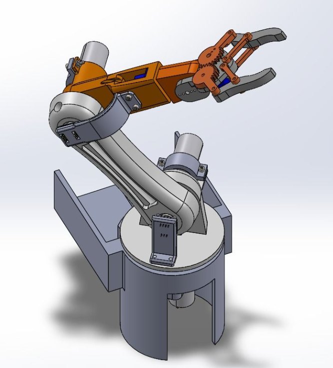 6 eksenli seri robot manipülatörünün SOLIDWORKS CAD modeli